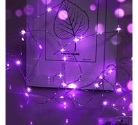cshare Fairy Lights for Bedroom, 5m 50 LEDs Battery Operated String Lights IP65 Waterproof Micro Silver Wire LED Firefly Light for Bedroom DIY Christmas Tree Gifts Halloween Decorations（Purple）