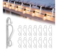 cshare Gutter Hooks for Christmas Lights, 60 Pcs Double Holder Gutter Clips for Roof Windows Hanging Outside String Lights, Icicle Fairy Light, Christmas Tree Decorations-White