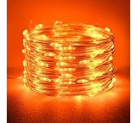 cshare Halloween Decoration Fairy Lights,Orange String Lights, 6m 19.6ft 60 LED Micro Silver Wire Battery Operated for Autumn Halloween Door Window Party Fall.