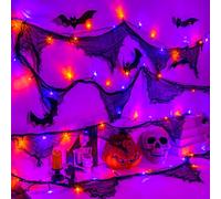 cshare Halloween Decorations Fairy Lights, 9.9Ft 30LED Orange Purple String Lights with Black Cloth Gauze, Timer 8 Mode Waterproof, for Fireplace Stairs Porch Halloween Party Decor