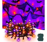 cshare Halloween Lights, 9.9Ft 30LED Orange Purple Battery Fairy Lights with Black Cloth Gauze, Timer 8 Mode Waterproof, for Fireplace Stairs Porch Halloween Party Decor