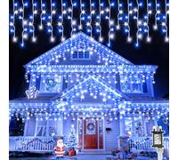cshare Icicle Lights Outdoor, 20M 480LEDs Blue White Icicle Christmas Lights Mains Powered with Timer & Waterproof &Memory Hanging Fairy Light for Outside House Gutter Roof Wall Xmas Decorations