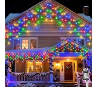 cshare Icicle Lights Outdoor, 20M 480LEDs Multicoloured Icicle Christmas Lights Mains Powered with Timer & Waterproof &Memory Hanging Fairy Light for Outside House Gutter Roof Wall Xmas Decorations