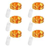 cshare Orange Fairy Lights Battery Operated, 2M 20 LED 6Pack Halloween Mini String Lights, IP65 Waterproof Silver Wire Lights for Halloween Themed Party Carnival Bottles Outdoor/Indoor Decorations.