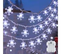 cshare Snowflack String Lights, 19.7ft 40 LED Christmas Fairy Lights Outdoor/Indoor, with Timer IP65 Waterproof for Jar Garden Camping Christmas Indoor Outdoor Decorations-Coolwhite