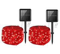 cshare Solar Fairy Lights Outdoor, 50LEDs 2 Pack Garden Solar Lights 16Ft/5m 8 Modes Waterproof Copper Wire Lights for Patio Wedding Pathway Christmas Home Party GardenHalloween Decorations(Red)