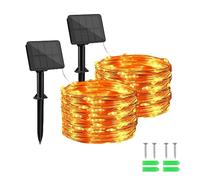 cshare Solar String Lights, 50 LEDs 2 Pack Orange Fairy Lights Outdoor 8 Modes 33 FT Solar Garden Lights,Waterproof for Halloween Themed Party,Pathway,Christmas Tree Outdoor/Indoor Decorations