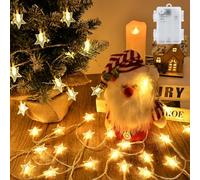 cshare Star Fairy Lights, 19.7ft 40 LED Battery Powered Christmas String Lights with Timer IP65 Waterproof Fairy Lights for Bedroom Christmas Tree Indoor Outdoor Decorations, Warm White