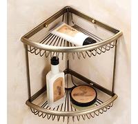 CSHETNRUI Bathroom Shelfs Corner Shower Caddy Floating Shelves Gold Bathroom Accessories Antique Bronze Wall Mounted Shampoo Shower Gel Organizer Shelf Draining Rack Rustproof Scratch-Resistant/2 Laye