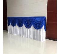 CSHWXY 10/20FT Optional Long Ice Silk Table Skirt Tablecloth Skirting With Top Swag Drape For Wedding Birthday buffet table Decoration,white and .blue,H75 x W600CM(20FT)