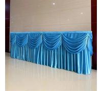 CSHWXY 10/20FT Optional Long Ice Silk Table Skirt Tablecloth Skirting With Top Swag Drape For Wedding Birthday buffet table Decoration,Blue,H75 x W300CM(10FT)
