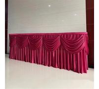 CSHWXY 10/20FT Optional Long Ice Silk Table Skirt Tablecloth Skirting With Top Swag Drape For Wedding Birthday buffet table Decoration,Burgundy,H75 x W600CM(20FT)