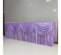 CSHWXY 10/20FT Optional Long Ice Silk Table Skirt Tablecloth Skirting With Top Swag Drape For Wedding Birthday buffet table Decoration,Lavender,H75 x W600CM(20FT)