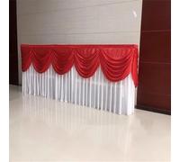 CSHWXY 10/20FT Optional Long Ice Silk Table Skirt Tablecloth Skirting With Top Swag Drape For Wedding Birthday buffet table Decoration,White and Red,H75 x W600CM(20FT)