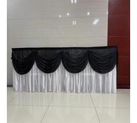 CSHWXY 10/20FT Optional Long Ice Silk Table Skirt Tablecloth Skirting With Top Swag Drape For Wedding Birthday buffet table Decoration,white and black,H75 x W300CM(10FT)