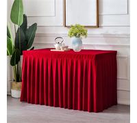 CSHWXY Velvet Tablecloth for Rectangle Tables Wrinkle Free Fitted Table Cover Stretch Fabric Table Skirt for Wedding Receptions,red,8FT.(96X30X30in.)