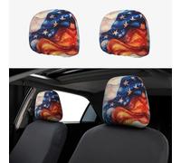 CSIVKEJ American Flag Print Car Head Rest Covers 2 Piece Car Seat Headrest Protector Fit Most Vehicles Auto Interior Accessories