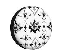 CSIVKEJ Black White Print Spare Tire Cover Dust-Proof Wheel Tire Cover Fit Jeep,Trailer, Rv, Suv And Many Vehicle