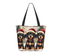 CSIVKEJ Christmas Cute Dogs Print Large Tote Bag For Women Portable Beach Bag Reusable Shopping Grocery Bags