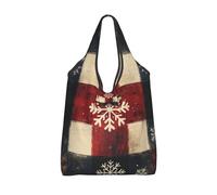 CSIVKEJ Christmas Print Reusable Grocery Bags With Handles Lightweight Folds Into A Small Pouch Washable Design 2 PCS