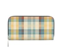 CSIVKEJ Colorful Buffalo Plaid Printed Wallets Zip Pu Leather Long Style Clutch Money Clip with Card Slots