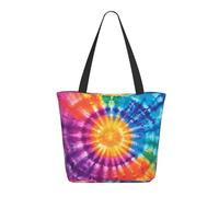 CSIVKEJ Colorful Tie Dye Print Large Tote Bag For Women Portable Beach Bag Reusable Shopping Grocery Bags