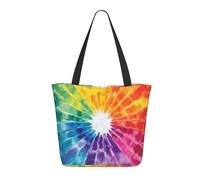 CSIVKEJ Colorful Tie Dye Print Large Tote Bag For Women Portable Beach Bag Reusable Shopping Grocery Bags
