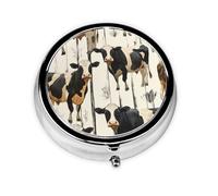 CSIVKEJ Cow Print Round Pill Box 3 Compartment Decorative Pocket Purse Portable Mini Travel Medicine Holder Organizer