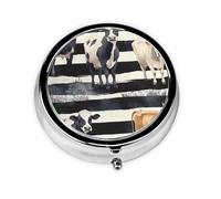 CSIVKEJ Cow Print Round Pill Box 3 Compartment Decorative Pocket Purse Portable Mini Travel Medicine Holder Organizer