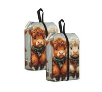 CSIVKEJ Cute Highland Cows Print Travel Shoe Bag Portable Storage Bag 2 Pcs