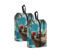 CSIVKEJ Cute Sloth Print Travel Shoe Bag Portable Storage Bag 2 Pcs