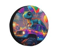 CSIVKEJ Dinosaur Riding Truck Print Spare Tire Cover Dust-Proof Wheel Tire Cover Fit Jeep,Trailer, Rv, Suv And Many Vehicle