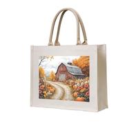 CSIVKEJ Fall Farmhouse Print Canvas Tote Bag Reusable Multipurpose Grocery Bag Shopping Travel Gym Bags