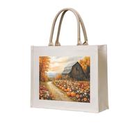 CSIVKEJ Fall Farmhouse Print Canvas Tote Bag Reusable Multipurpose Grocery Bag Shopping Travel Gym Bags