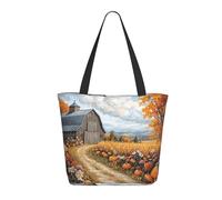 CSIVKEJ Fall Farmhouse Print Large Tote Bag For Women Portable Beach Bag Reusable Shopping Grocery Bags