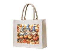 CSIVKEJ Fall Gnome Print Canvas Tote Bag Reusable Multipurpose Grocery Bag Shopping Travel Gym Bags