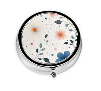 CSIVKEJ Flower Leaf Print Round Pill Box 3 Compartment Decorative Pocket Purse Portable Mini Travel Medicine Holder Organizer