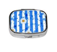 CSIVKEJ Flower Print Square Pill Box 2 Compartment Decorative Pocket Purse Portable Mini Travel Medicine Holder Organizer