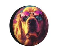 CSIVKEJ Golden Retriever Print Spare Tire Cover Dust-Proof Wheel Tire Cover Fit Jeep,Trailer, Rv, Suv And Many Vehicle