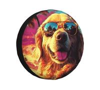 CSIVKEJ Golden Retriever Print Spare Tire Cover Dust-Proof Wheel Tire Cover Fit Jeep,Trailer, Rv, Suv And Many Vehicle