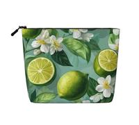 CSIVKEJ Green Lemon Flower Print Cute Makeup Bag for Purse Cosmetic Travel Casual Toiletry Zipper Storage Bag