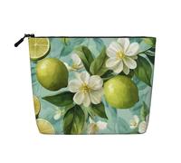 CSIVKEJ Green Lemon Flower Print Cute Makeup Bag for Purse Cosmetic Travel Casual Toiletry Zipper Storage Bag