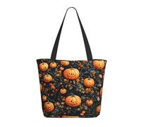 CSIVKEJ Halloween Pumpkins Print Large Tote Bag For Women Portable Beach Bag Reusable Shopping Grocery Bags