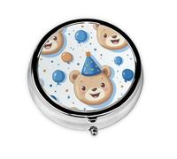 CSIVKEJ Happy Bears Print Round Pill Box 3 Compartment Decorative Pocket Purse Portable Mini Travel Medicine Holder Organizer