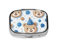 CSIVKEJ Happy Bears Print Square Pill Box 2 Compartment Decorative Pocket Purse Portable Mini Travel Medicine Holder Organizer