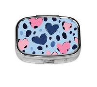 CSIVKEJ Heart Leopard Print Square Pill Box 2 Compartment Decorative Pocket Purse Portable Mini Travel Medicine Holder Organizer