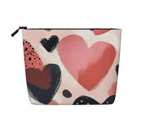 CSIVKEJ Hearts Print Cute Makeup Bag for Purse Cosmetic Travel Casual Toiletry Zipper Storage Bag