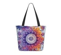CSIVKEJ Mandala Flowers Print Large Tote Bag For Women Portable Beach Bag Reusable Shopping Grocery Bags