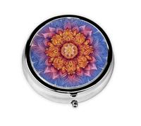 CSIVKEJ Mandala Flowers Print Round Pill Box 3 Compartment Decorative Pocket Purse Portable Mini Travel Medicine Holder Organizer