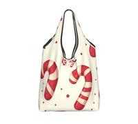 CSIVKEJ Merry Christmas Print Reusable Grocery Bags With Handles Lightweight Folds Into A Small Pouch Washable Design 3 PCS